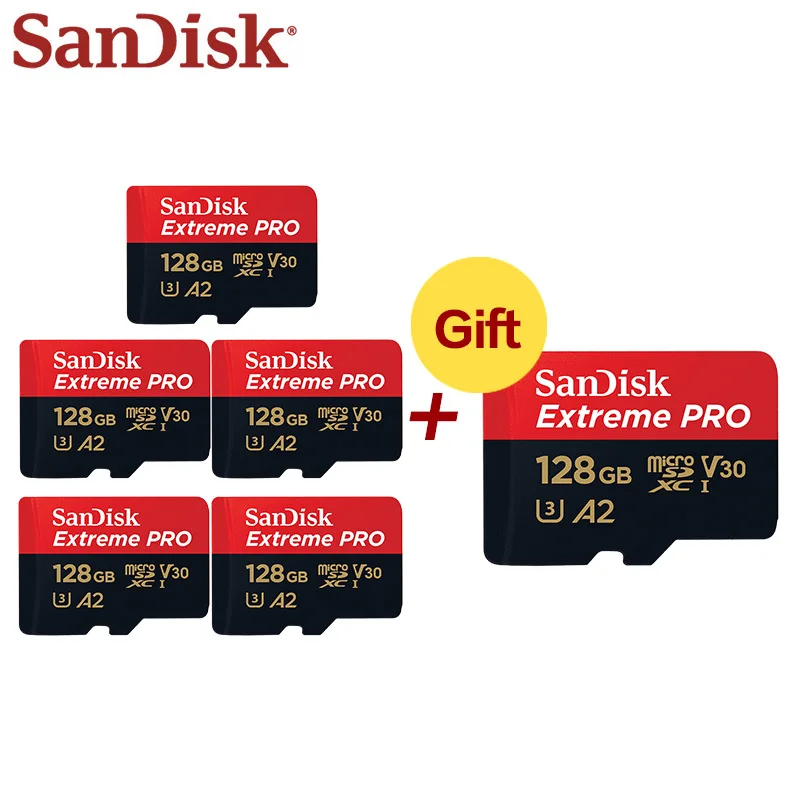 Wholesale SanDisk Micro SD Card 128GB UHS-I SDXC Memory Card A2 U3 Flash Card 32GB TF Card 5+1 For Phone Tablet PC