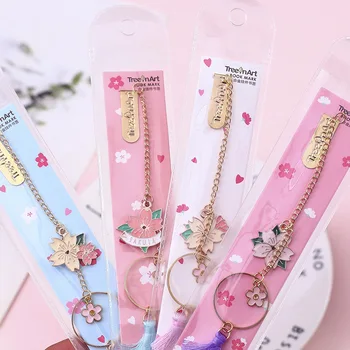 

Cherry Blossom Alloy Pendant Bookmark Children Student Gift Stationery School Office Supplies Color Random