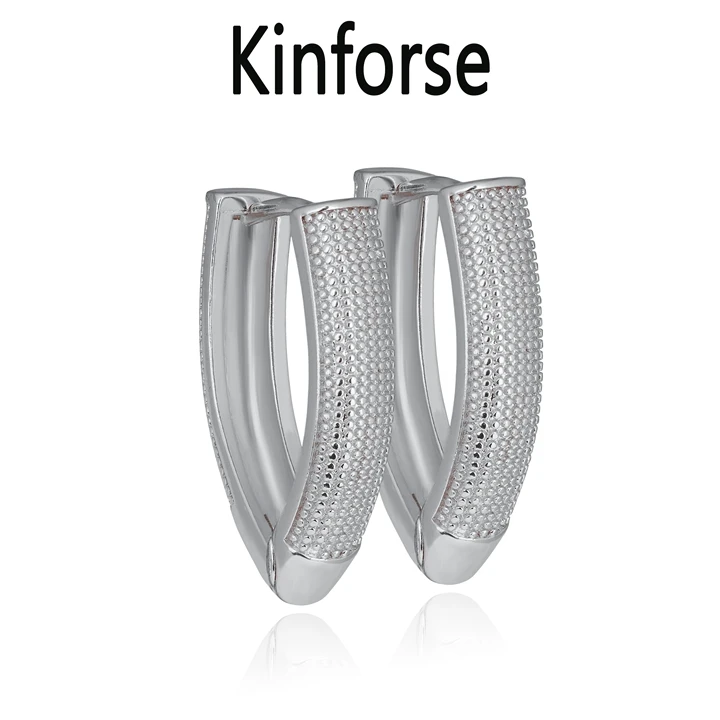 Kinforse, женские массивные серьги, Винтажные серьги-кольца из металла, медь, с покрытием, необычные серьги для модных украшений EWX006172 - Окраска металла: White
