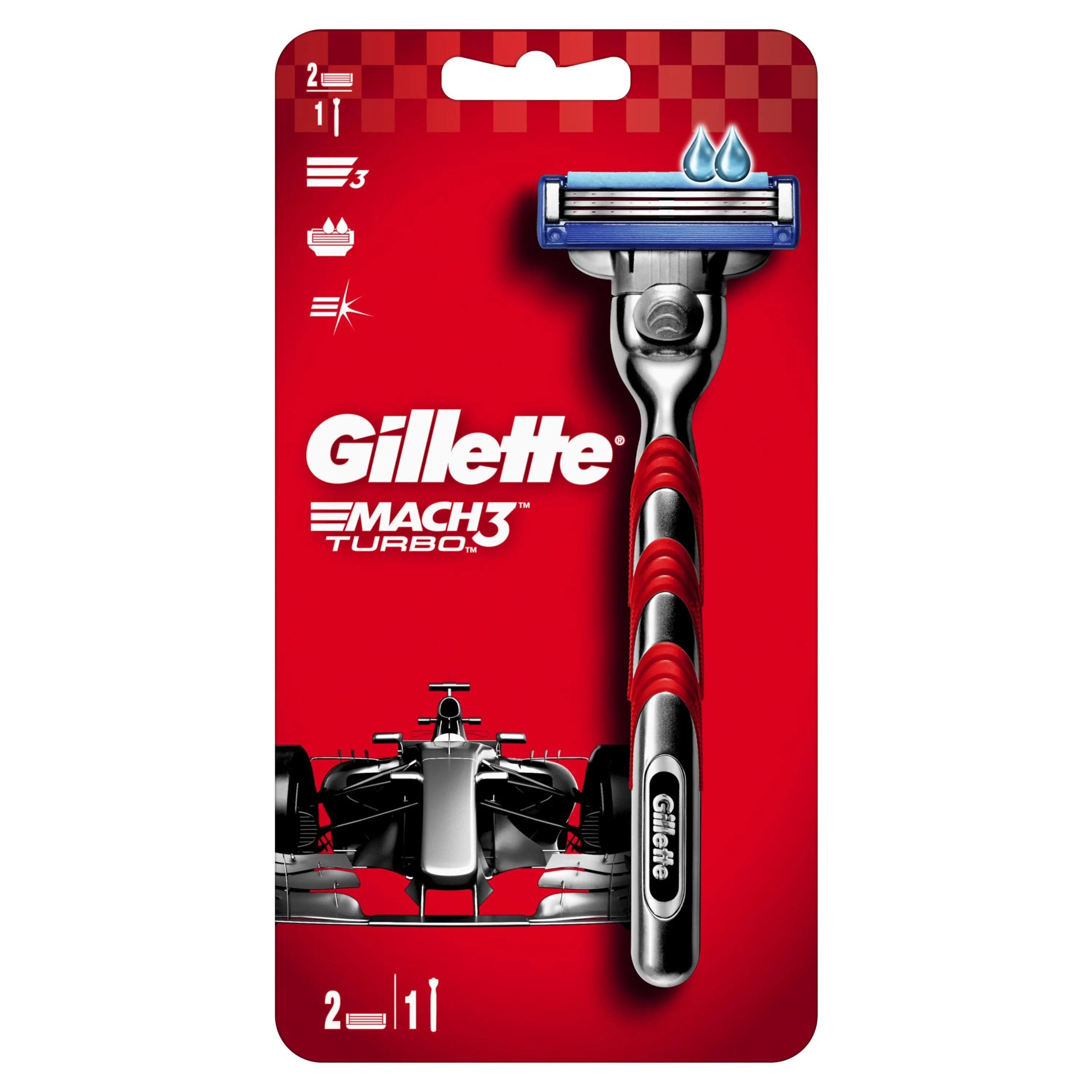 Бритва Gillette MACH 3 Turbo с 2 съемными кассетами | Красота и здоровье