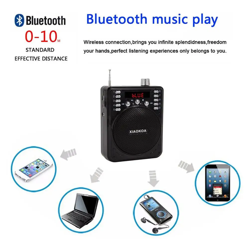 Портативный мини усилитель голоса проводной/беспроводной микрофон bluetooth колонка