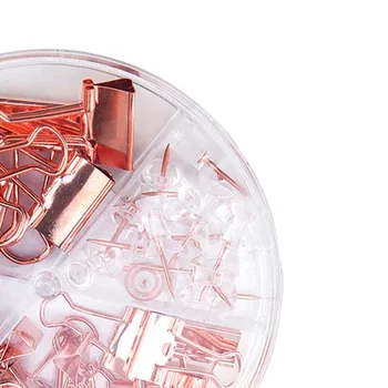 

1pc Office Stationery Set Electroplating Rose Gold Copper Paper Clip Clip Back Needle Staples Long Tail for School Office