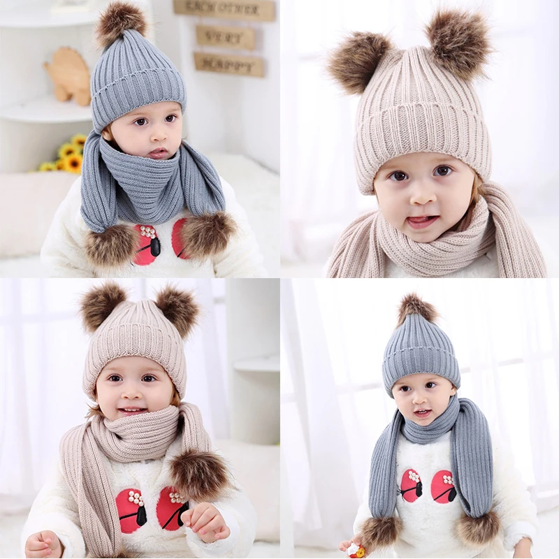 

Pom Baby Kids Winter Hat For Girls Hat Knitted Beanies Cap Brand Thick Baby Cap Baby Girl Winter Warm Hat