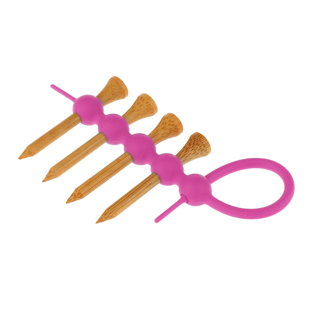 2 Pieces Portable Mini Golf Tee Holder Carrier & 8 Pieces 55mm Wood Golf Tees Set Golf Accessories