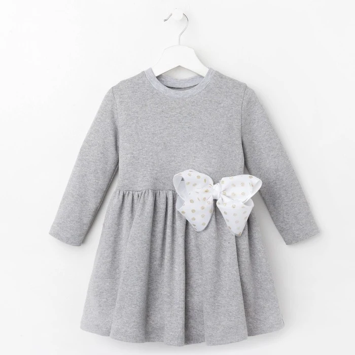 Dress children's KAFTAN &quotBow" height 98-104 cm (30) gray 4753631 | Детская одежда и обувь