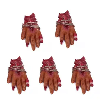 

5x Bloody Fake Latex Arm Hand Severed Broken Body Parts Hanging Scary Horror Props Halloween Party Decoration
