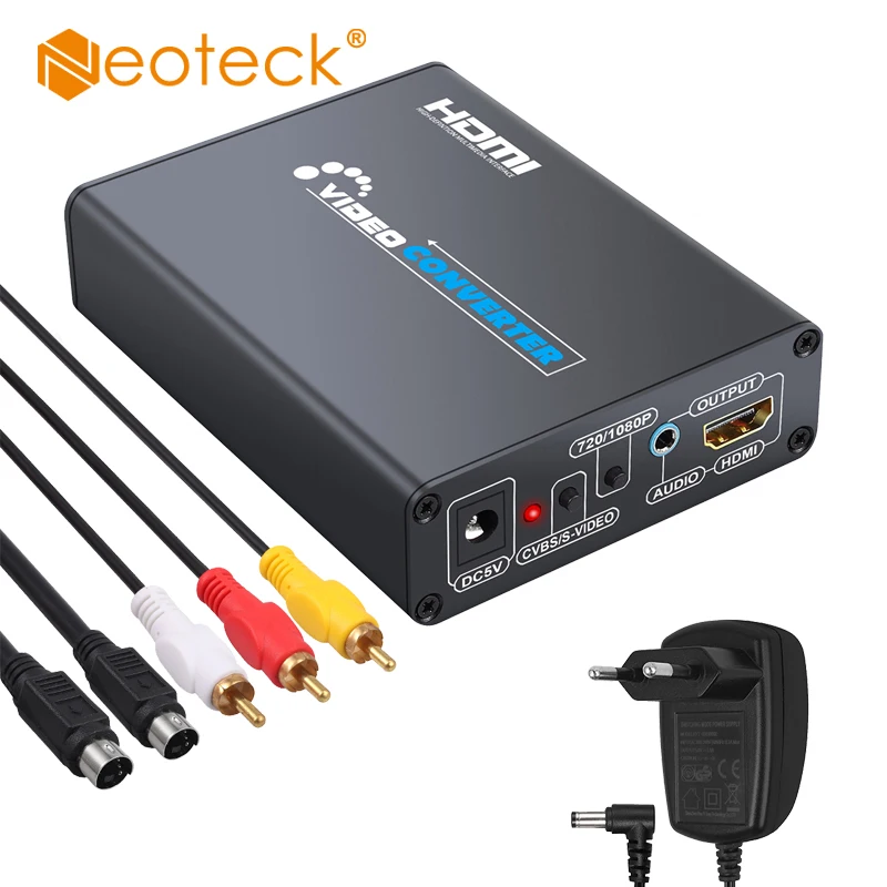 Neoteck сплав 3RCA AV CVBS композитный s видео в HDMI конвертер адаптер с 3 5 мм аудио|Кабели
