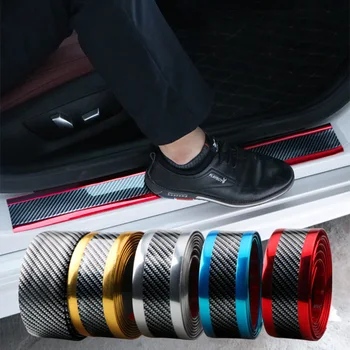 Adesivi per auto Protezione antigraffio per davanzale della porta Striscia di gomma Protezione per soglia per auto in fibra di carbonio Pellicola per paraurti Adesivo Car Styling