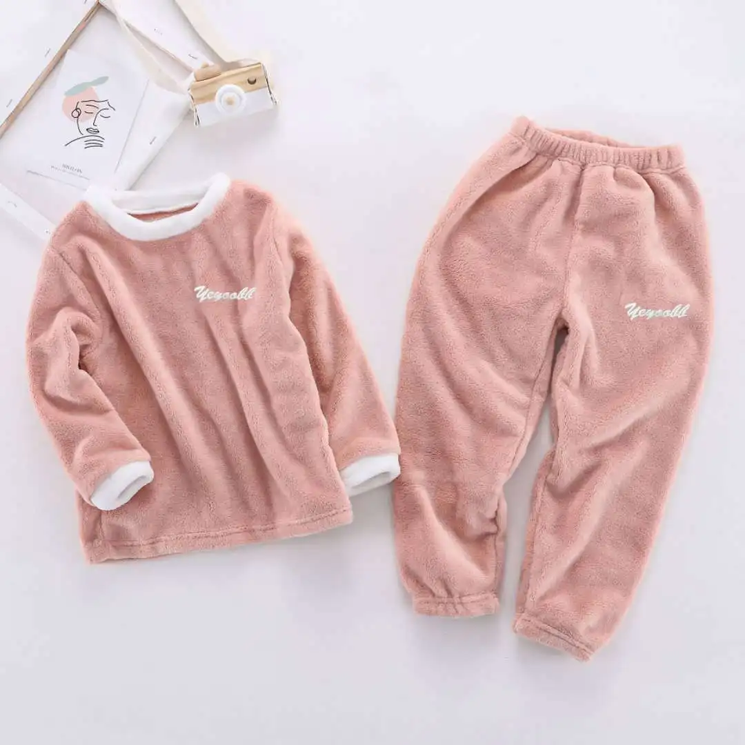 

Baby Home Clothes Winter Children'S Pajama Set Plus Velvet Warm Girl Boy Sport 2Pcs Set Pyjama Enfant 3 4 5 6 8 10Yrs