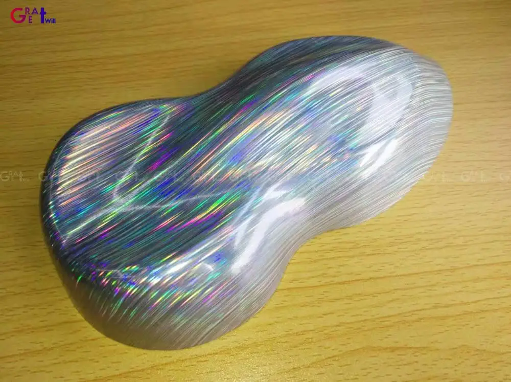 

Neon Rainbow Silver Holographic Chrome Vinyl Wrap Film With Air Bubble Free Laser Car Wrap Sticker 1.52*18M/Roll