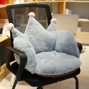 

Cat Winter Warm Bed Sofa Chair Back Rest Solid Color Crown Shaped Pet Plush Pillow Stuffed Seat Cushion