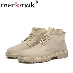 Merkmak/Новинка; сезон осень-зима; мужские ботинки; модные высокие ботильоны в стиле ретро; британский стиль; ботинки-оксфорды из натуральной