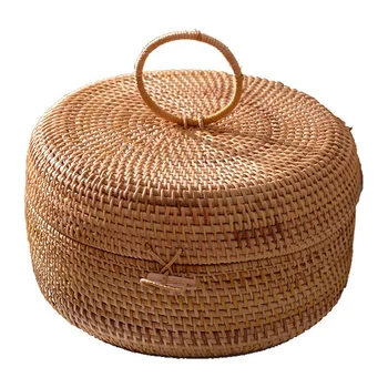 

Rattan Weave Food Container Storage Box Handmade Organizer Kitchen Breathable Cans for Bulk Products Banks Jars Caps Jug Lock