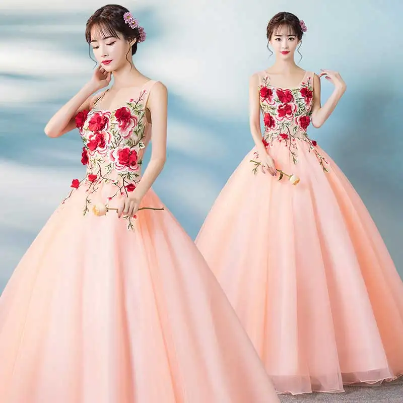 Платье для светской львицы розовые платья Quinceanera бальное платье длинное платье для выпускного вечера с цветами Маскарад сладкий 16 платье Vestidos De 15 Anos