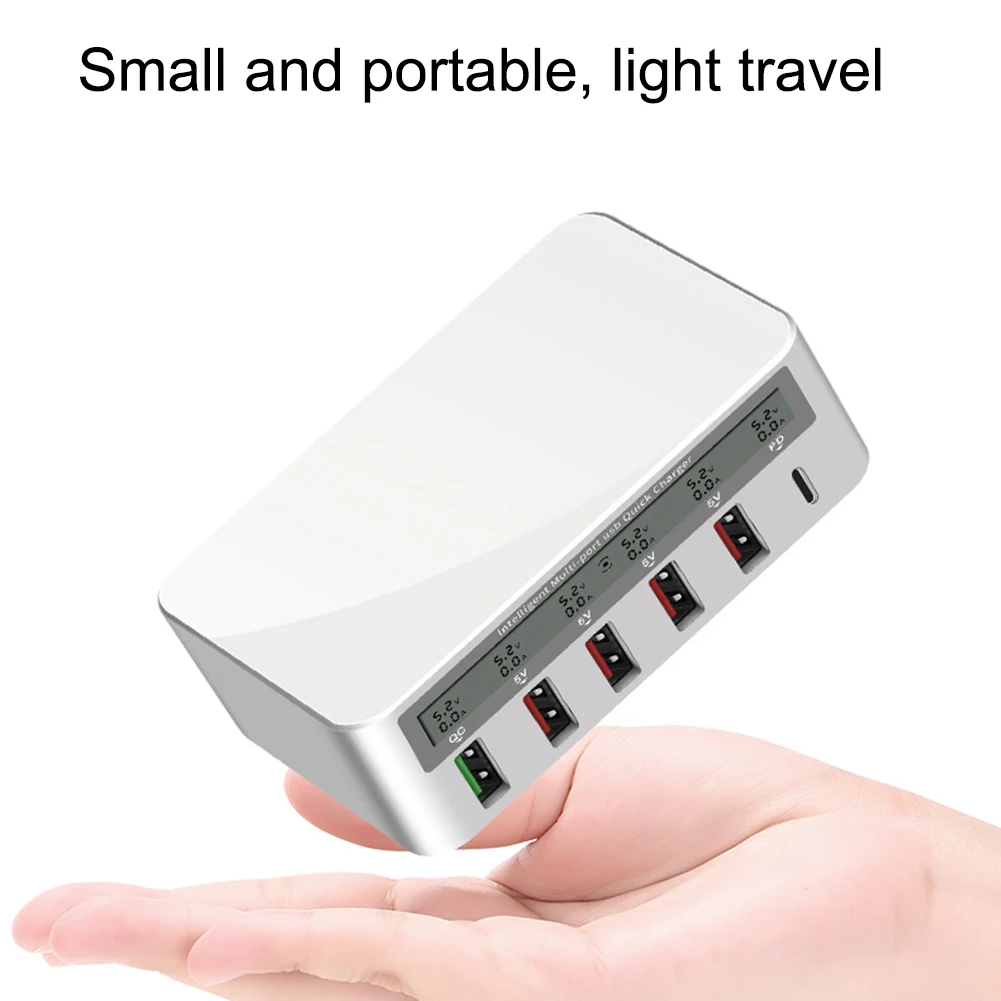 6 портов 8A QC 3,0 USB быстрое зарядное устройство PD18W смартфон зарядное устройство со светодиодный дисплей для iPhone X XS samsung Высокое качество