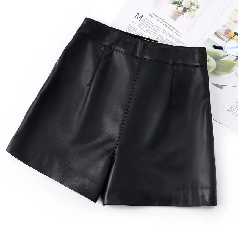 bike shorts women Shorts Women High Waist Korean Style 2022 New Real Sheepskin Leather Shorts Female Sexy Mini Short nike shorts