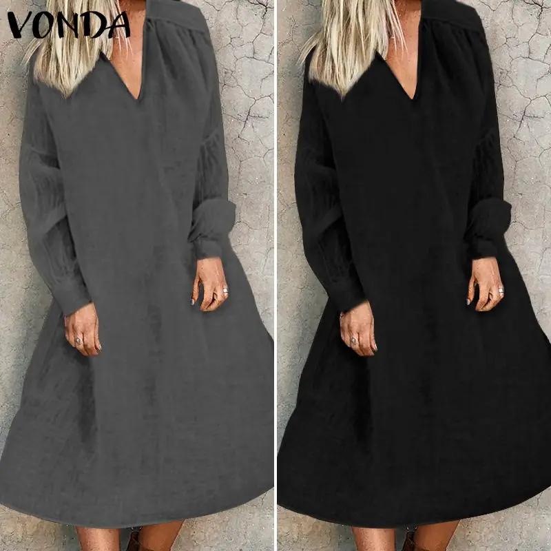 VONDA платье для беременных повседневные свободные длинные платья с длинными рукавами хлопковый пуловер Праздничная юбка платье vestidos robe Femme