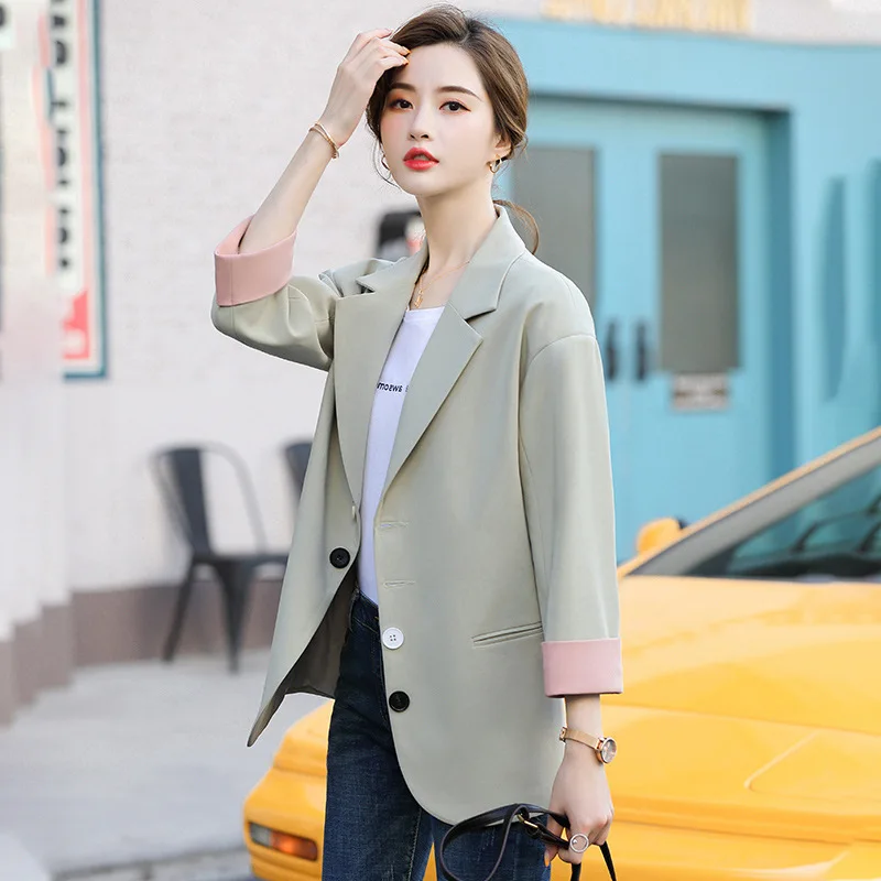 

Double Breasted 2020 Spring New Style Women's Work Slim Fit Western Style Scheming Non-mainstream-Business Long Sleeve Hj9827