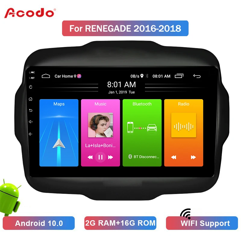 Автомобильный мультимедийный плеер ACODO 2 Гб ОЗУ 16 ПЗУ Android 10 0 радио GPS-навигация