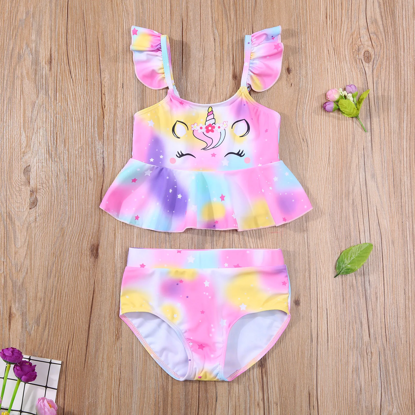 Girls Swimsuit, Two-Piece Unicorn Pattern for Kids