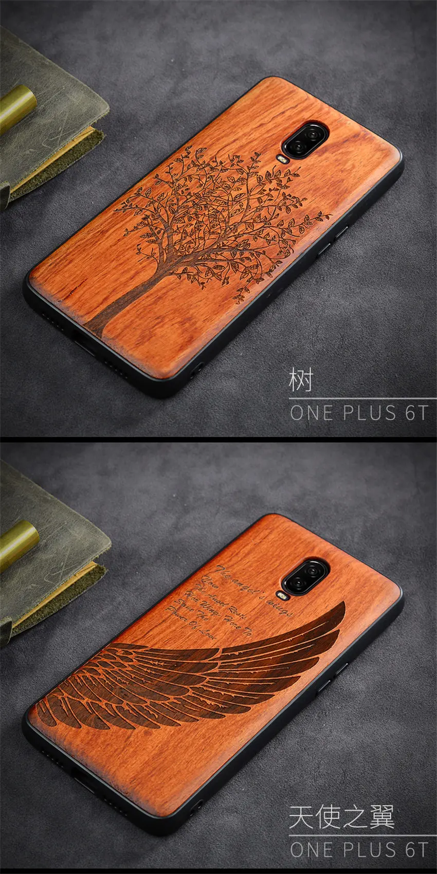 Oneplus 6t Case Boogic Original Real Wood funda Oneplus 6T Rosewood TPU Shockproof Back Cover Phone Shell One plus 6T case (12)