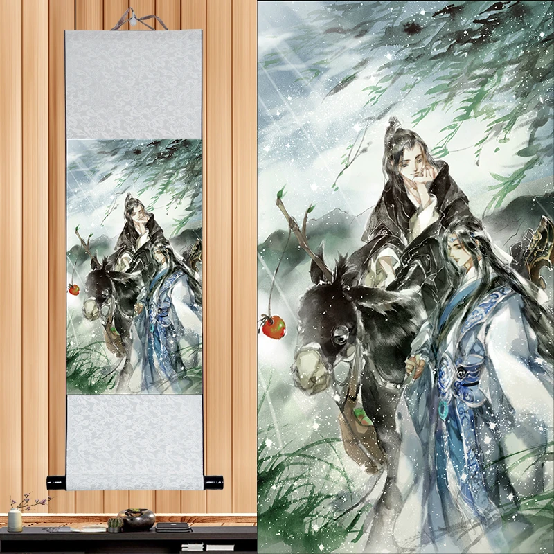 30cm*80cm Tian Guan Ci Fu Hua Cheng Xie Lian Printed Poster Scroll Picture Cosplay Prop Wall Decor for Women Men Gift 1pcs ladies halloween costumes Cosplay Costumes