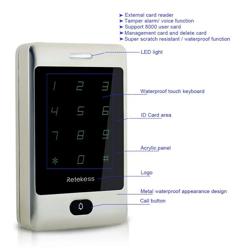 Retekess 2 шт. T AC01 RFID Контроль доступа сенсорная клавиатура система контроля допуска