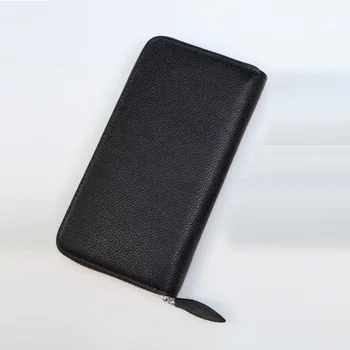 

Women's Designer Leather Retro Punching Zip Clutch Wallet Large Capacity Long Card Holder Organizer Ladies Purse with Dust Bag