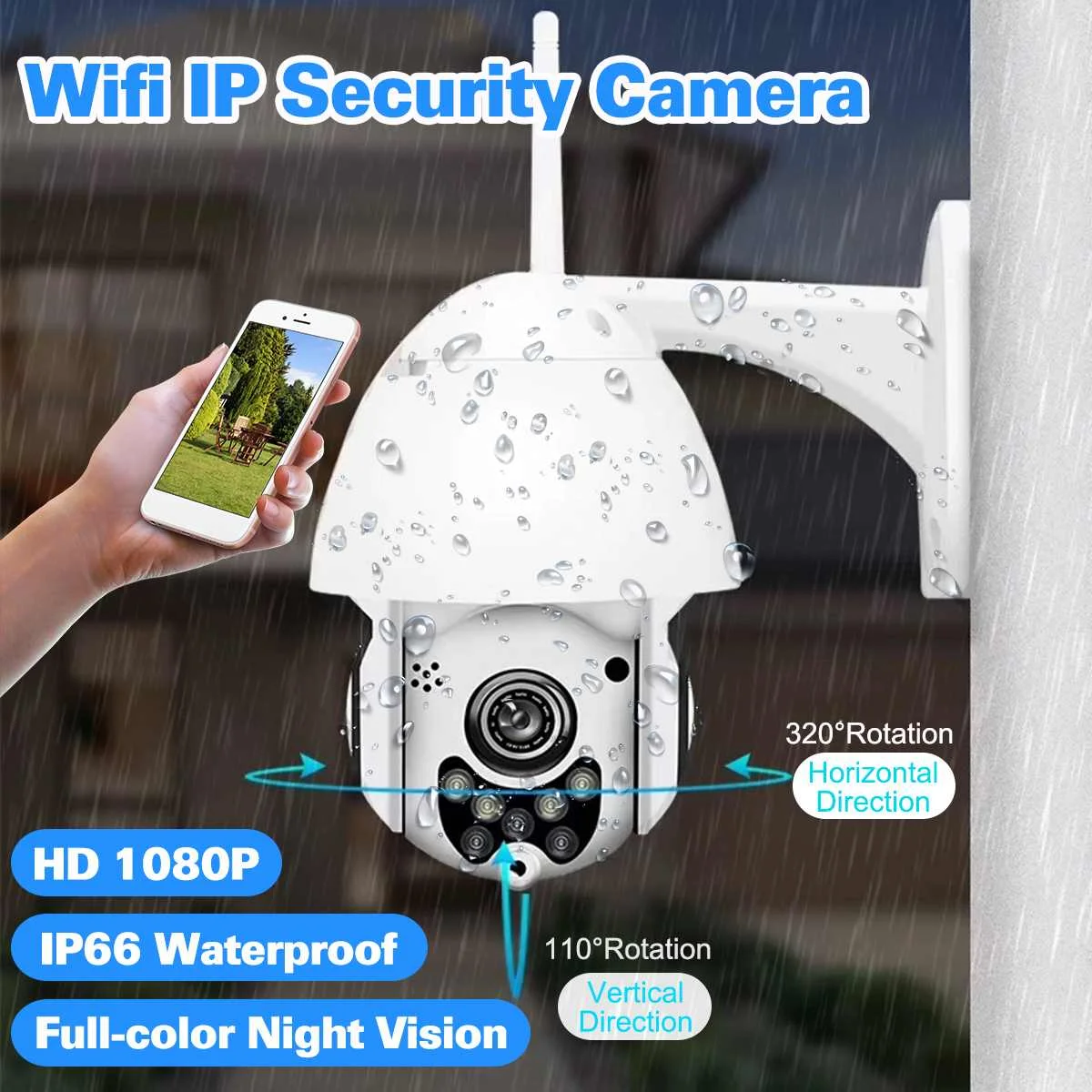 

2Pcs 1080P Cloud Storage Wireless PTZ IP Camera Speed Dome CCTV Security Cameras Outdoor Two Way Audio P2P Camera WIFI