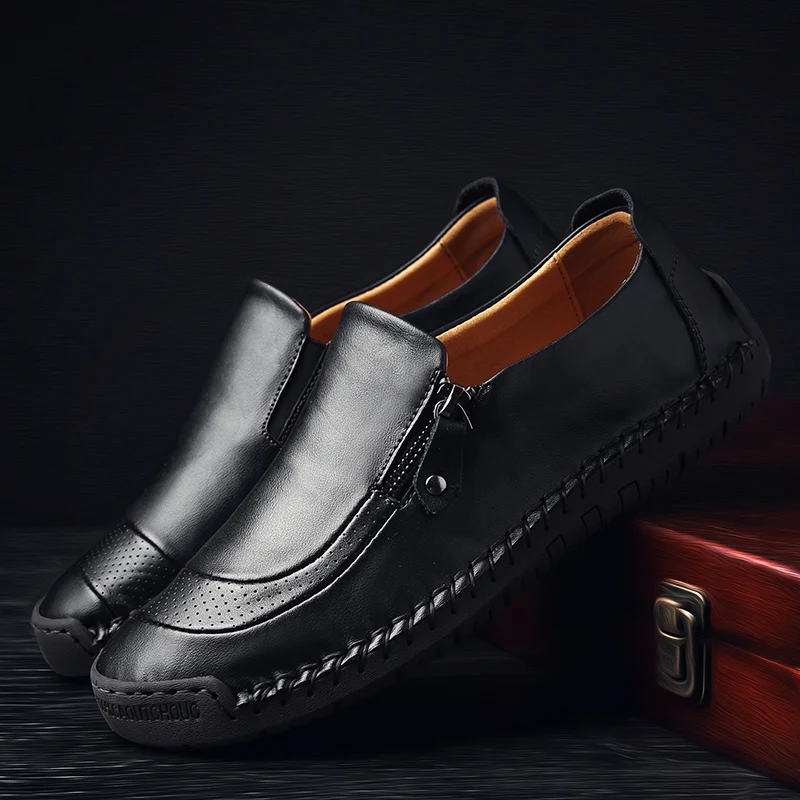 ARIARI Classic Comfortable Casual Leather Shoes Men Loafers Shoes Leather Men Shoes Flats Hot Sale Moccasins Shoes Plus Size