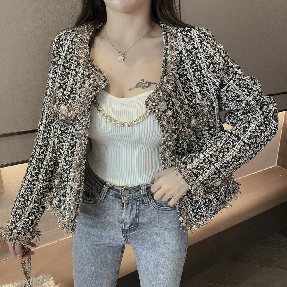 

Jackets For Women 2020 Autumn Winter Plaid Pattern Vintage Button Pockets All-Match Fashion Outwear Jacket Ladies Clothing