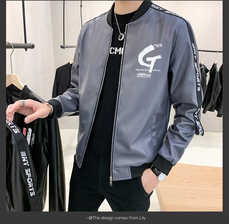 Autumn And Winter Leather Jacket Mens Large Size 5XL Pop Leather Jacket Men Stand Collar Slim Fashion Casual Leather Jacket Coat