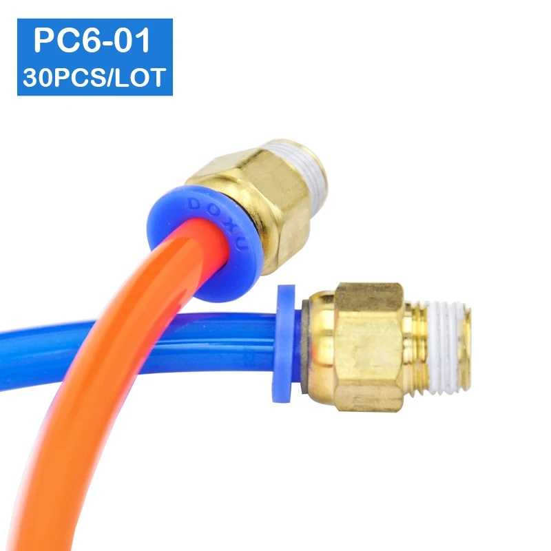 Высокое качество 30 шт BSPT PC6-01, 6 мм до 1/" Пневматические соединители мужские прямые фитинги в одно касание