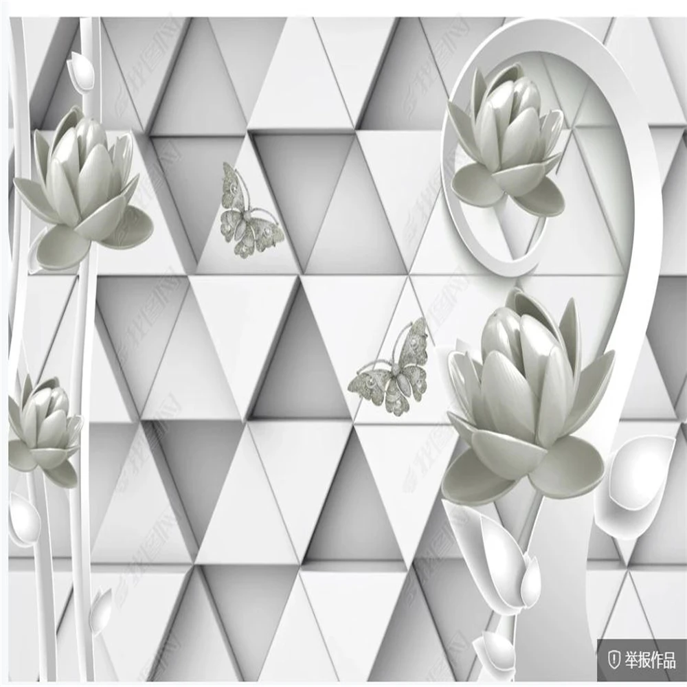 

3d three-dimensional relief lotus wallpapers TV background wall 3d stereoscopic wallpaper