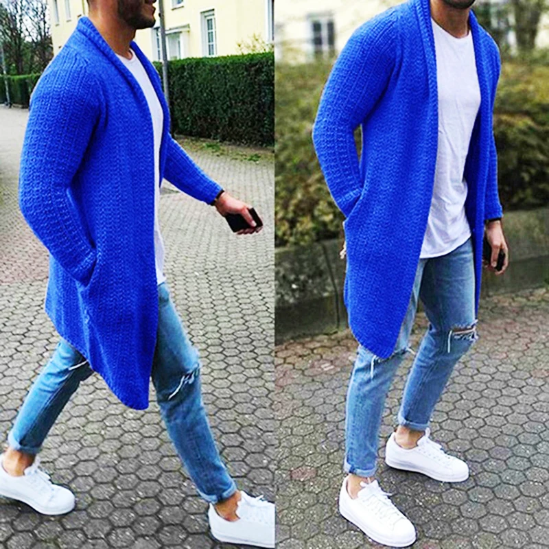 Men's Wool Cardigan Spring Autumn Warm Thick Solid Spacious Pocket Fashion Long 3XL Sweaters Knitted Cotton Casual Male Jackets incerun tops 2023 american style mens stage hot selling plume tassel design shirts casual fashion male long sleeved blouse s 5xl