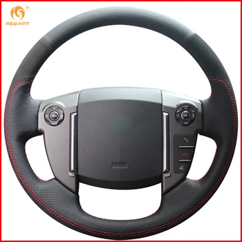 

MEWANT Black Genuine Leather Black Suede Car Steering Wheel Cover for Land Rover Freelander 2 2013-2015 Interior Accessories
