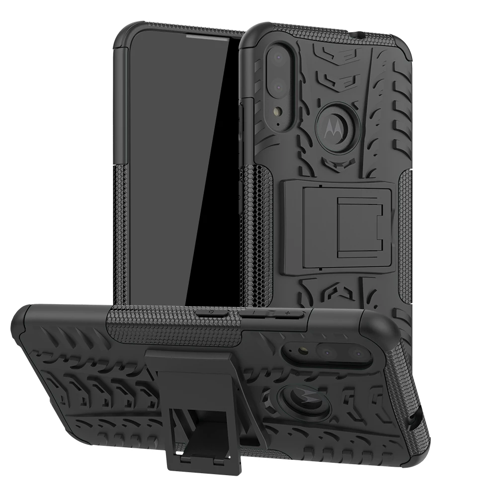 Полная защита противоударный защитный чехол для Moto E6 Plus с подставкой защитный чехол