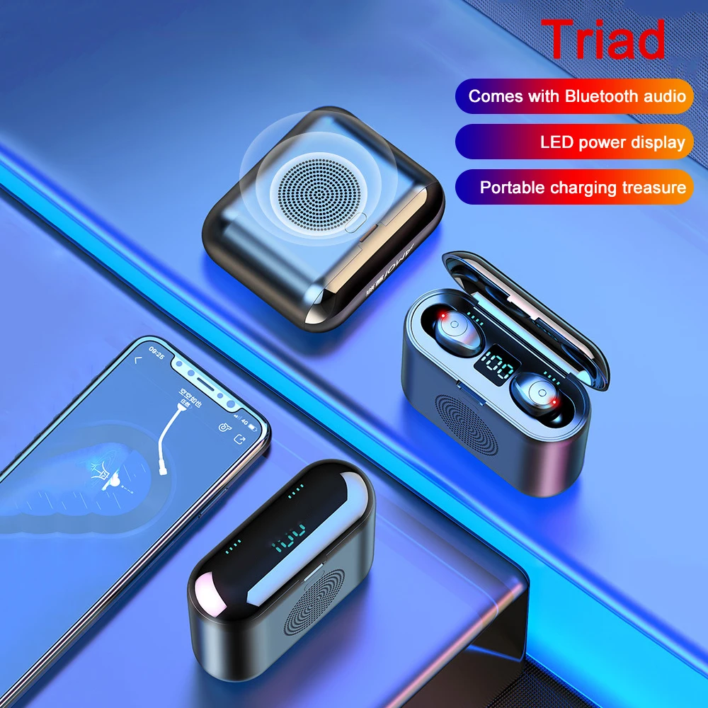 TWS беспроводные Bluetooth наушники с 2000 мАч банк питания Bluetooth V5.0 светодиодный дисплей мини гарнитура и динамики с Bluetooth+ наушники