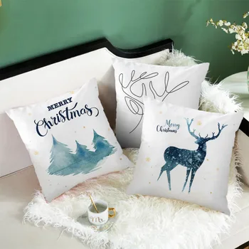 

Christmas Elk Cushion Cover Pillowcase Cover Sofa Christmas Pillowcase Pillow Covers Decorative Polyester Pillowcase 45x45cm