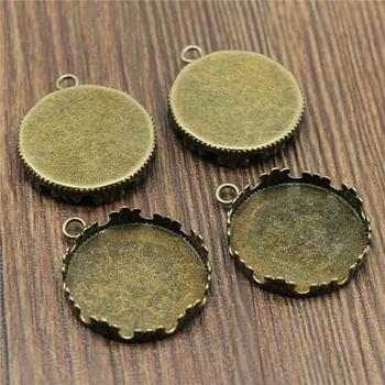 

50Pcs Inner20mm Necklace Pendant Setting Cabochon Cameo Base Tray Bezel Blank Fit 20mm Cabochons Jewelry Making Findings