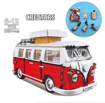 

NEW 1334Pcs Modification RC PF Motors Volkswagen T1 Camper Van Model Building Kits Bricks Toys Compatible Andiran Technic Car