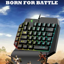 Эргономичная многоцветная игровая клавиатура с подсветкой, светодиодный 39 клавиш, мембранная клавиатура с одной рукой, комплект для дома и офиса