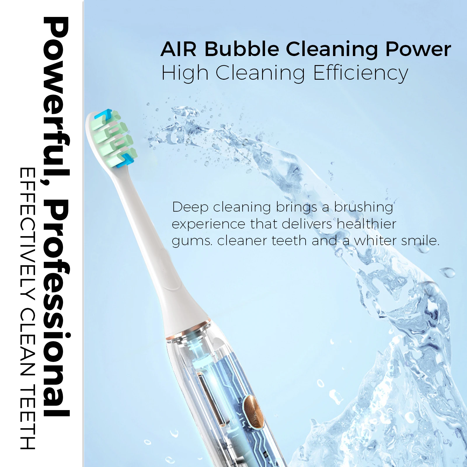 ShineSense Electric Sonic Toothbrush STB800 USB Rechargeable Adult Waterproof Electronic Tooth 8 Brushes Replacement Heads