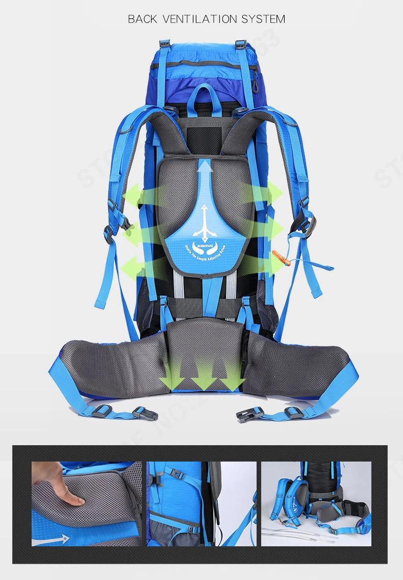 80L Large Capacity RucksacksOutdoor Backpack Climbing Backpacks Hiking Big Sport Bag Travel Bag Mountain Men Waterproof  Bags