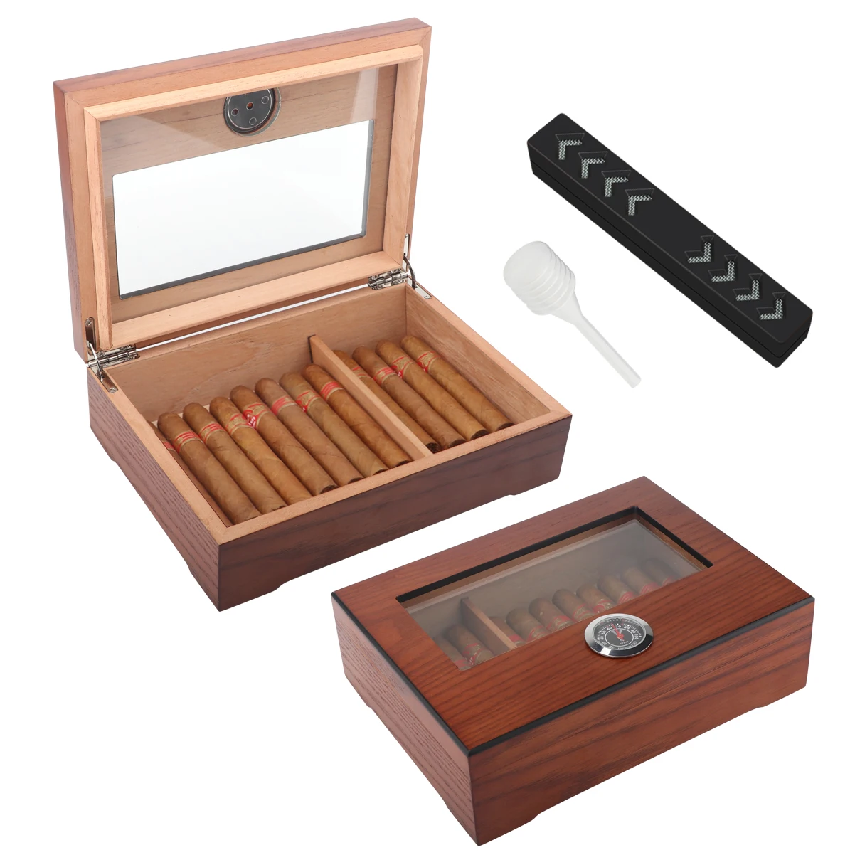 Xifei Cedar Wood Cigar Humidor W/ Hygrometer Humidifier Portable