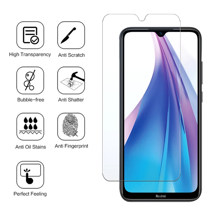 phone glass protector 3pcs glass on redmi note 8t protective Screen Protector for xiaomi readme note 8 pro 8a 8apro note8t Note8 2021 t Tempered Glas glass cover mobile