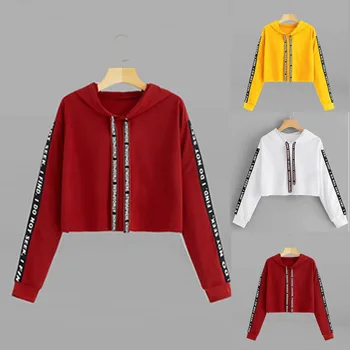 

Women Hoodies Sweatshirt Autumn Crop Top Long Sleeve Sweatshirt Hoodie Letter Print Pullover Top Sweatshirts coat women hoodies
