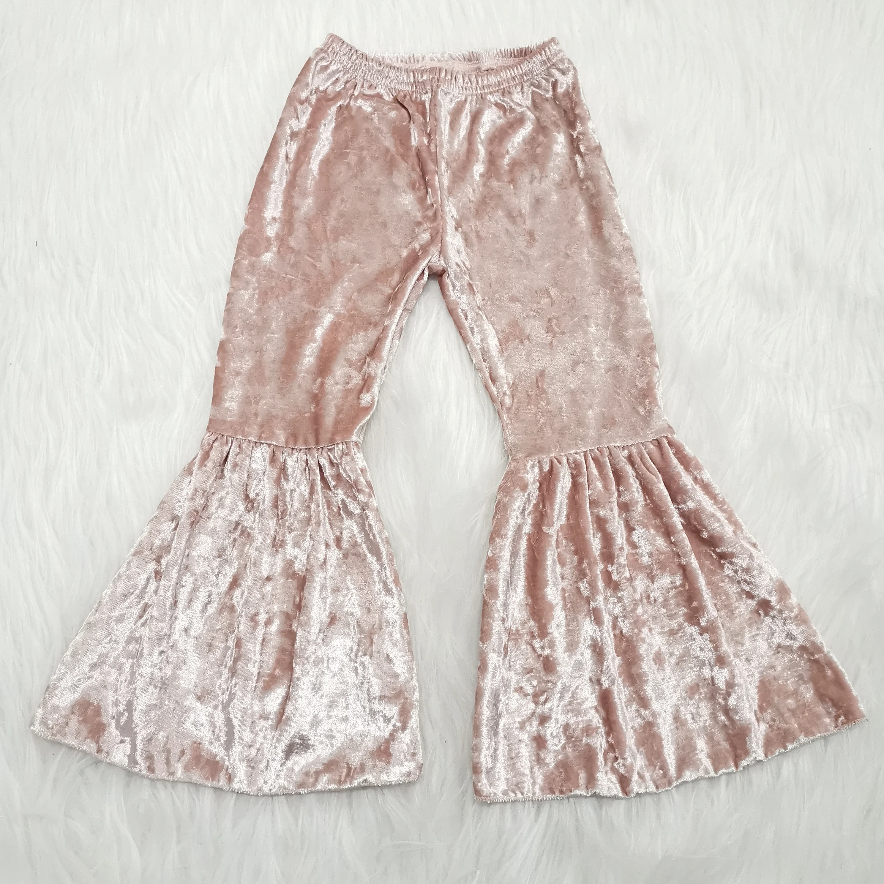Новое поступление, модные детские вельветовые штаны для девочек, однотонные розовые штаны-клеш для маленьких девочек