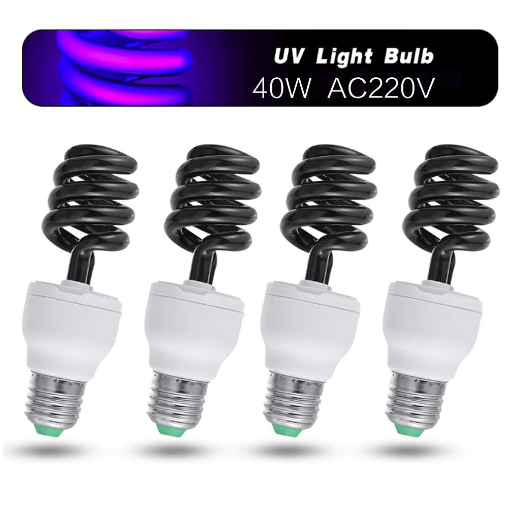 Fluorescent UV Ultraviolet UV Lighting Light Bulb 40W E27 Lamp Bright Blacklight Screw AC220V Energy Saving Torch