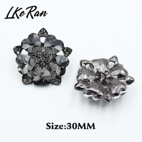 LKERAN 3Pcs/lot 30mm Black Charm Heart Crystal Rhinestones Buttons Metal Shank Sewing For Clothing Diy Accessories Decorative 2